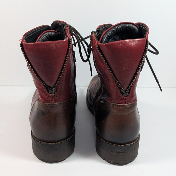 Sundance Brooklyn Boots by Jafa, Red Two-Tone Leather Ankle Boots, EU 39, US 8.5 - Picture 5 of 6
